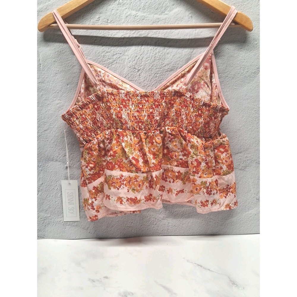 Sienna Sky Junior's Floral "Camisole" Red, Pink & Orange Size M - Picture 3 of 10